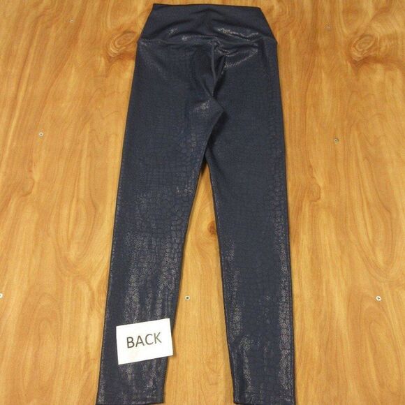 CARBON38 Crocodile Foil Navy Blue Metallic Leggings Size XS Shiny Animal Print - Picture 5 of 11